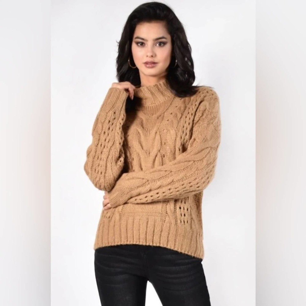Frank Lyman Chunky Knit Caramel Tan Sweater Size Woman's Small